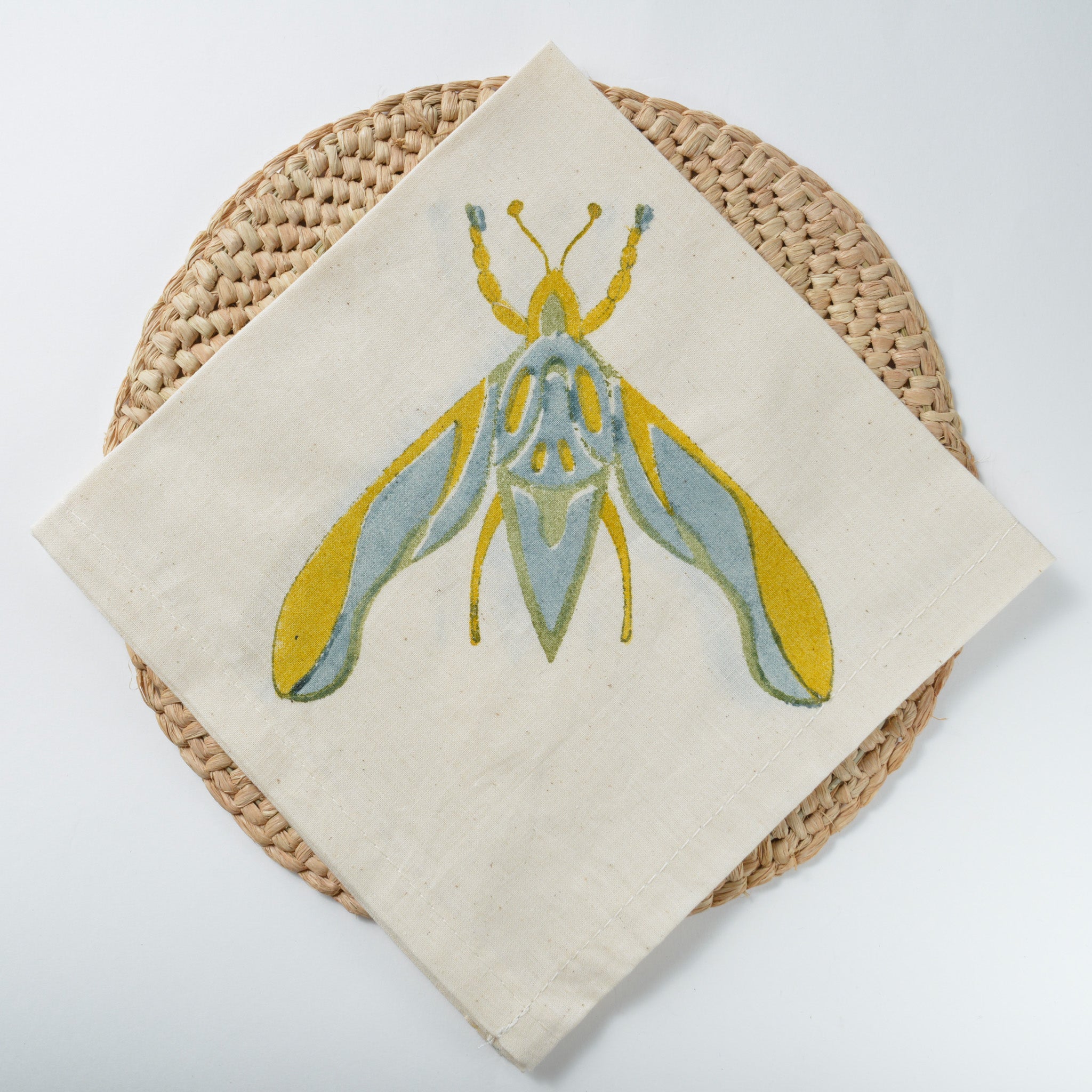 Hand Block Printed Napkin ~ Dawn Elephant Moth