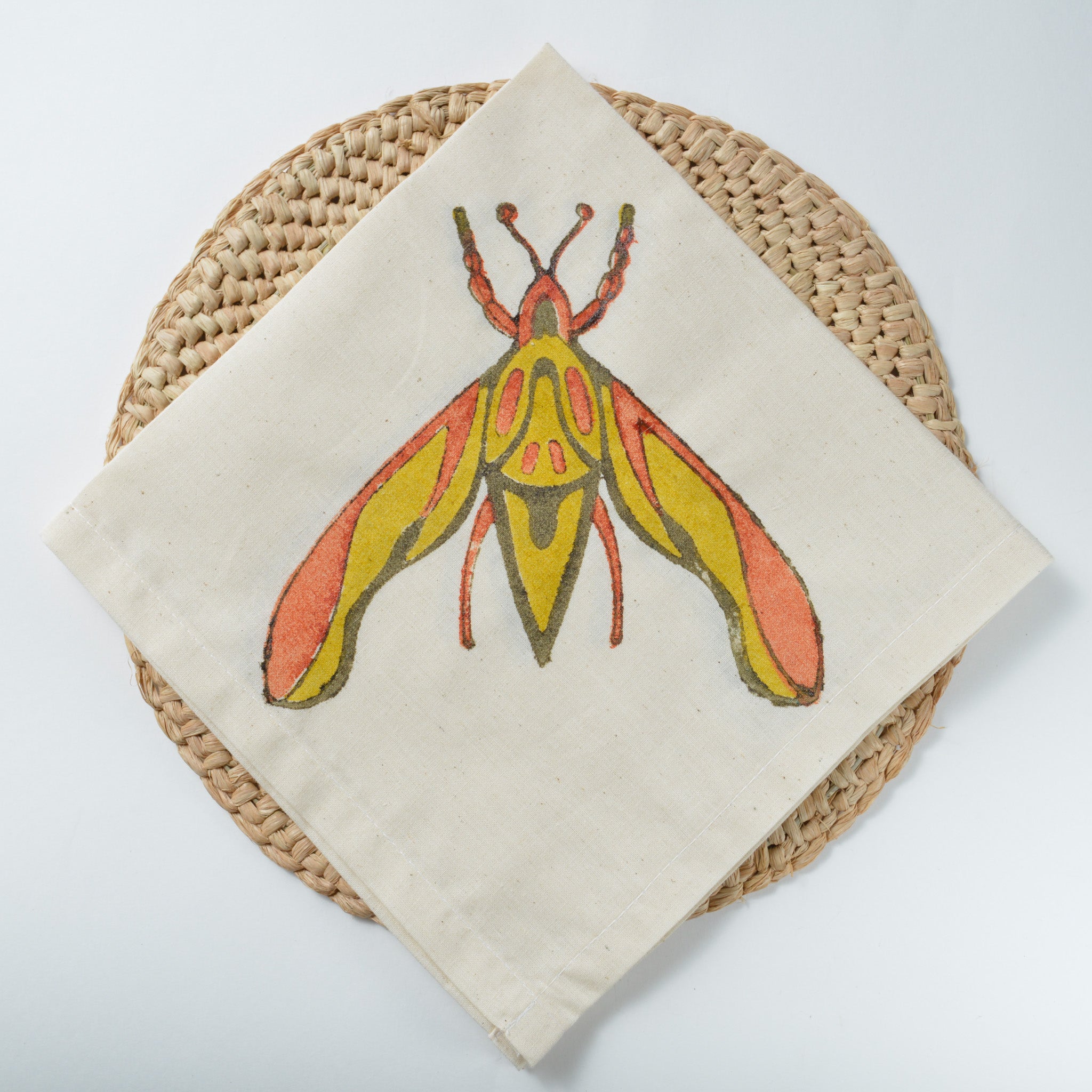 Hand Block Printed Napkin ~ Dawn Elephant Moth