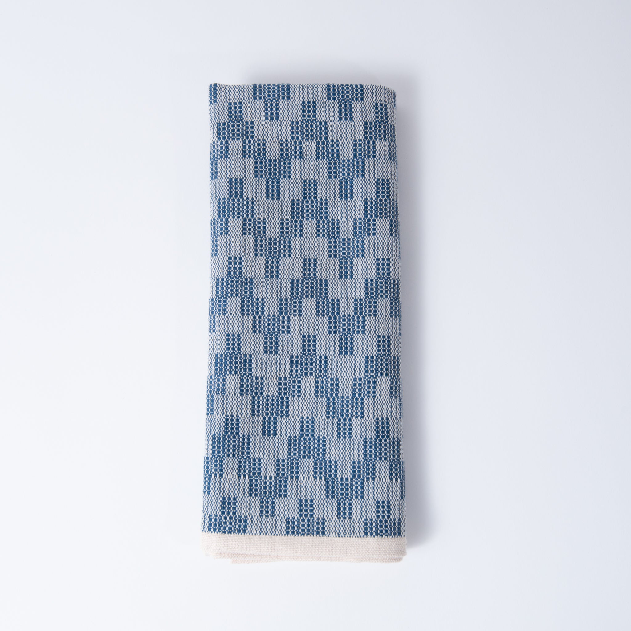 Scandinavian Folk Hand Towel ~ Zig Zag Indigo