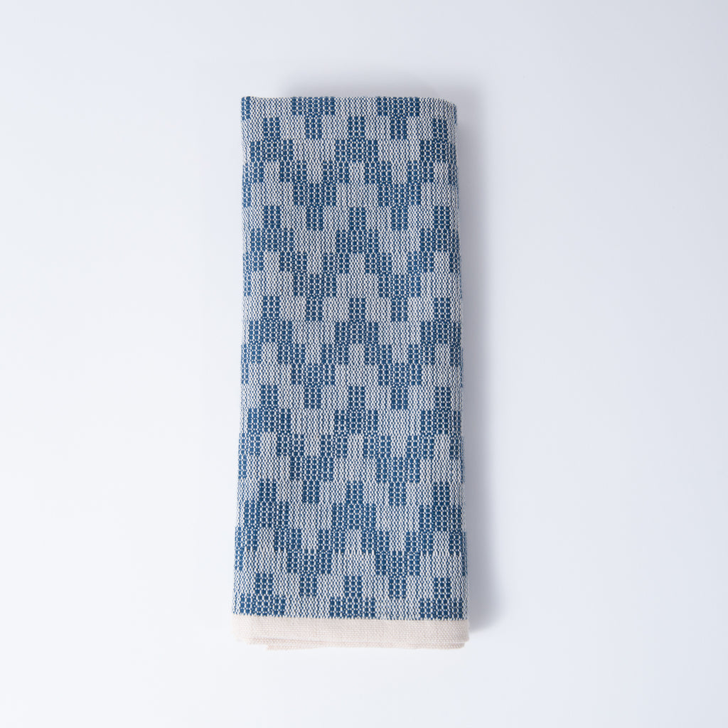 Scandinavian Folk Hand Towel ~ Zig Zag Indigo