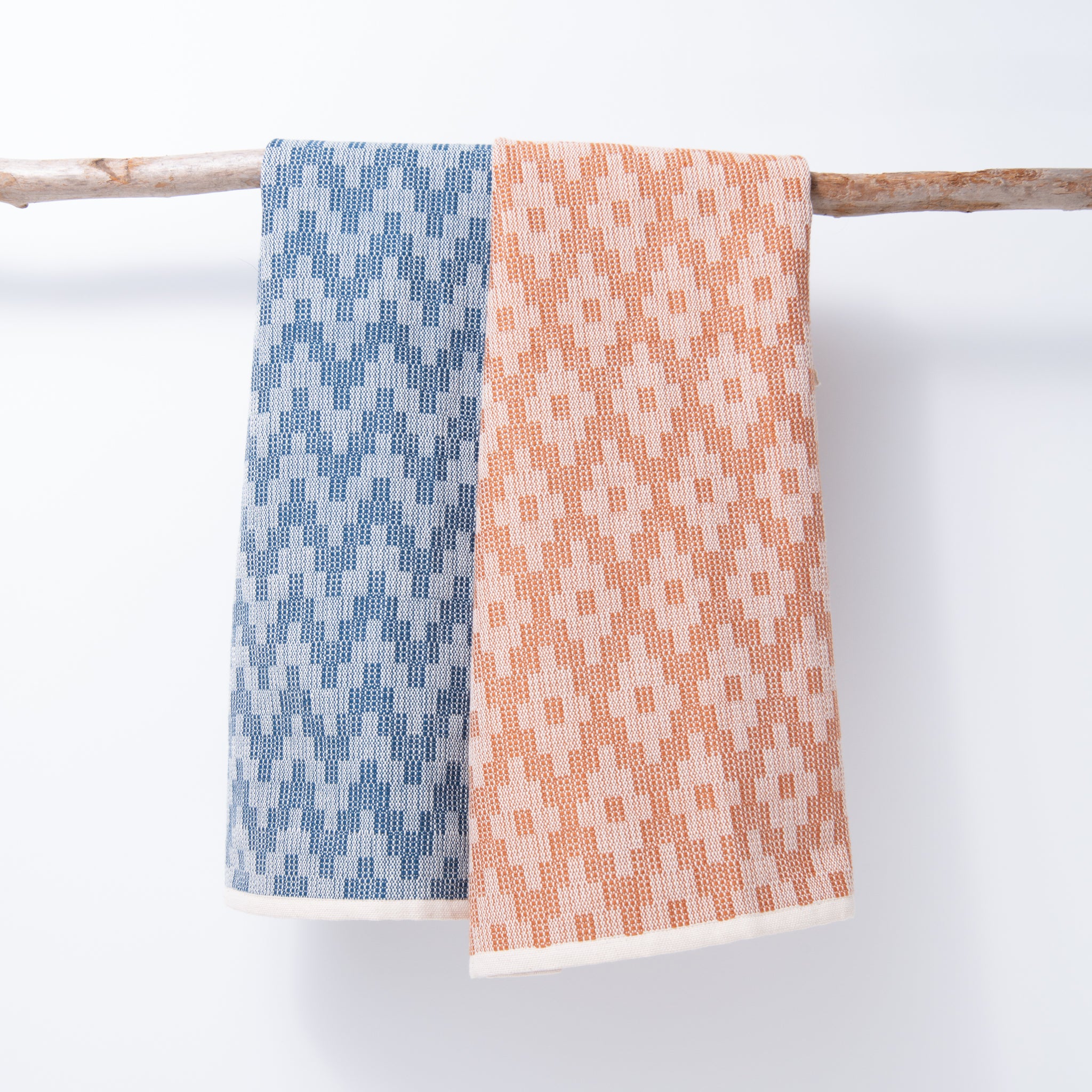 Scandinavian Folk Hand Towel ~ Diamond Burnt Orange