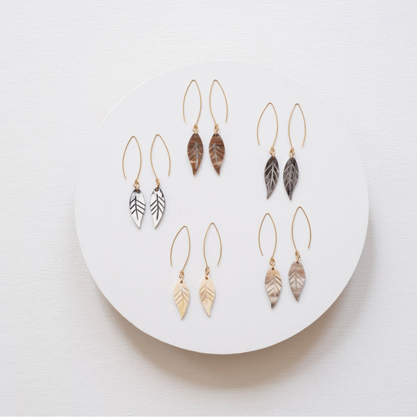 Small Pink Leaf Earrings – Sterling Silver Dangle Earrings – Shop
