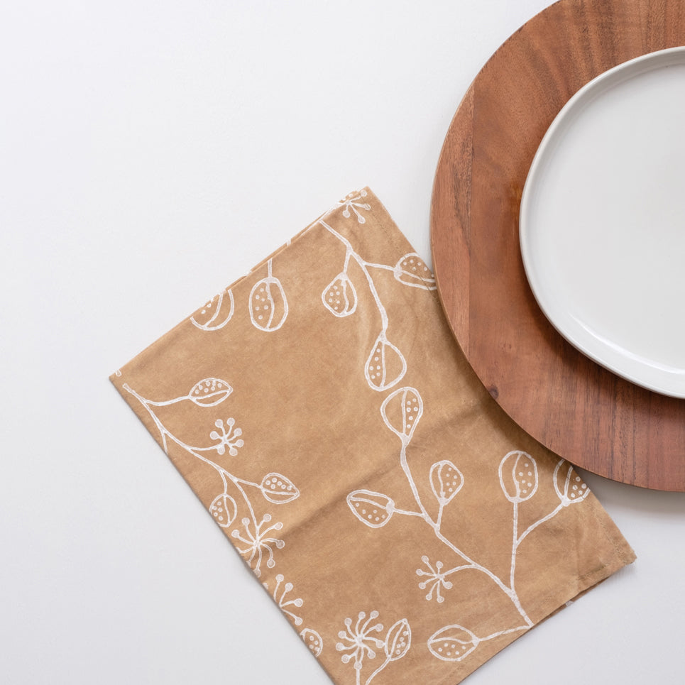 Hand Block Printed Tea Towel ~ Bluehills